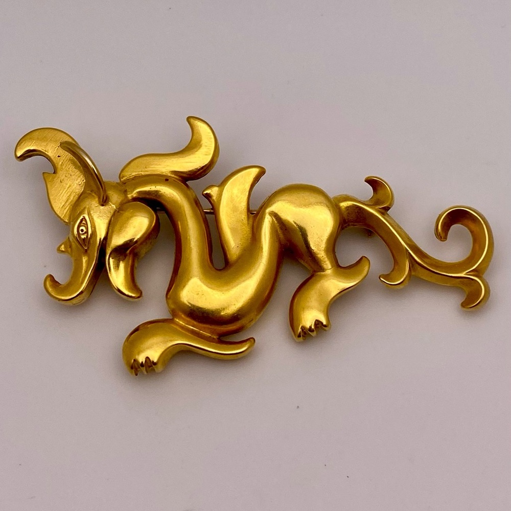 Vintage Metropolitan Museum of Art Stylized Asian Dragon Brooch, Pendant